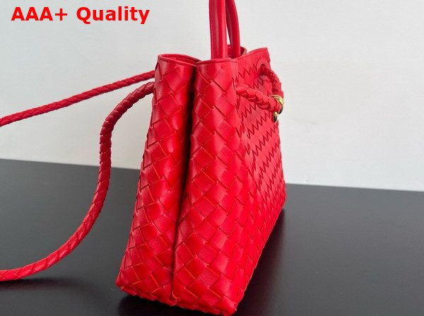 Bottega Veneta Medium Andiamo Bag in Red Intrecciato Leather Top Handle Bag Replica