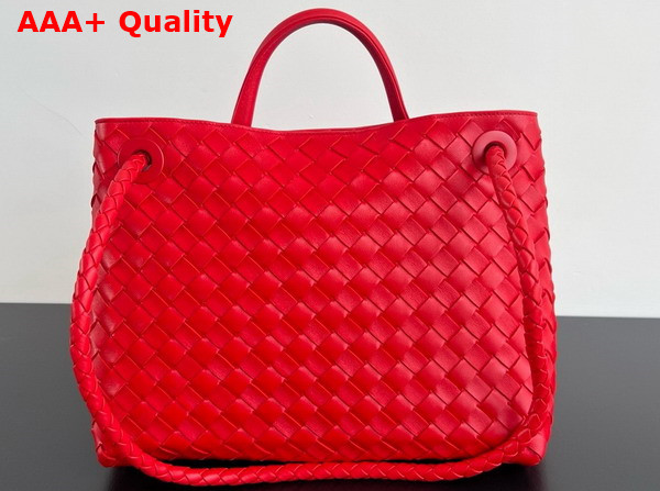 Bottega Veneta Medium Andiamo Bag in Red Intrecciato Leather Top Handle Bag Replica