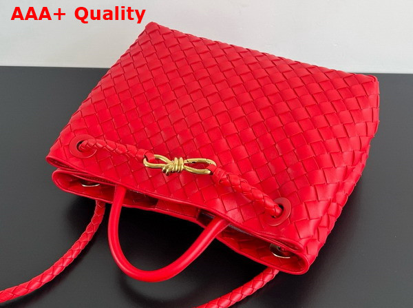 Bottega Veneta Medium Andiamo Bag in Red Intrecciato Leather Top Handle Bag Replica