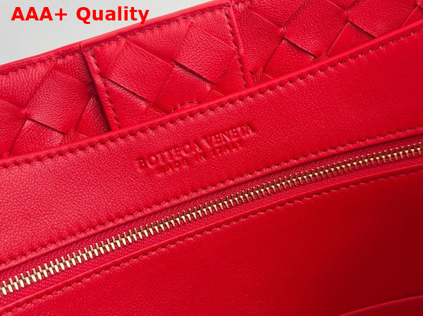 Bottega Veneta Medium Andiamo Bag in Red Intrecciato Leather Top Handle Bag Replica