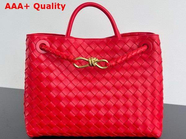 Bottega Veneta Medium Andiamo Bag in Red Intrecciato Leather Top Handle Bag Replica