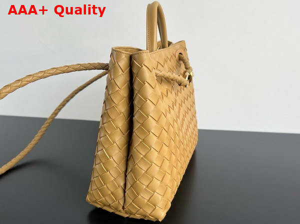 Bottega Veneta Medium Andiamo Dark Praline Intrecciato Leather Top Handle Bag Replica