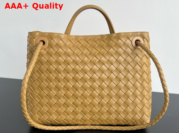 Bottega Veneta Medium Andiamo Dark Praline Intrecciato Leather Top Handle Bag Replica