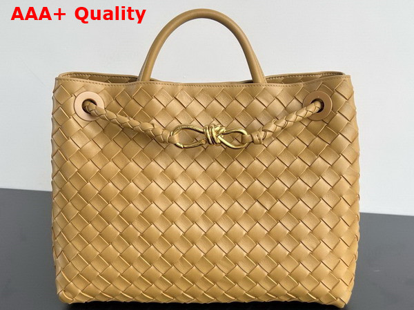 Bottega Veneta Medium Andiamo Dark Praline Intrecciato Leather Top Handle Bag Replica