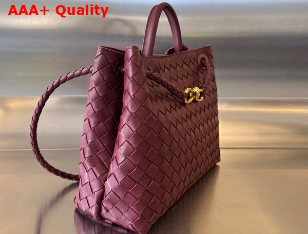 Bottega Veneta Medium Andiamo Top Handle Bag in Barolo Intrecciato Leather Replica