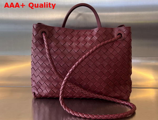 Bottega Veneta Medium Andiamo Top Handle Bag in Barolo Intrecciato Leather Replica