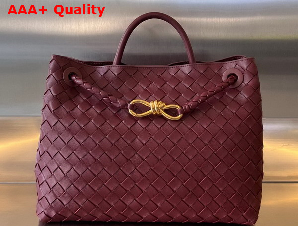 Bottega Veneta Medium Andiamo Top Handle Bag in Barolo Intrecciato Leather Replica