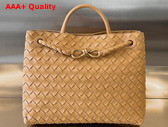 Bottega Veneta Medium Andiamo Top Handle Bag in Beige Intrecciato Leather Replica