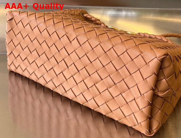 Bottega Veneta Medium Andiamo Top Handle Bag in Caramel Intrecciato Leather Replica