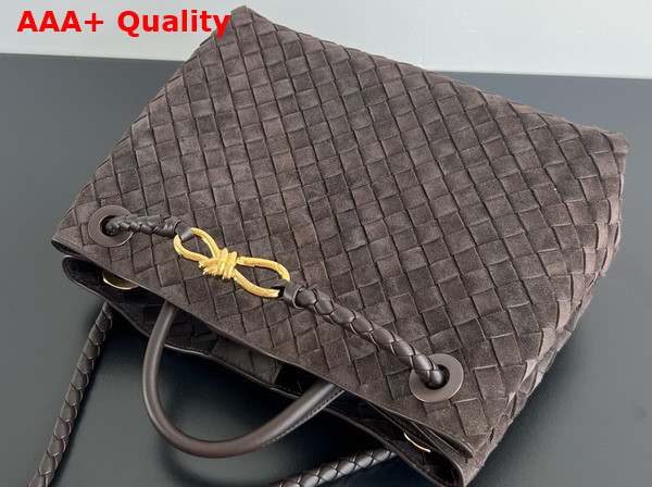 Bottega Veneta Medium Andiamo Top Handle Bag in Fondant Supple Intrecciato Suede Replica