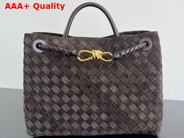 Bottega Veneta Medium Andiamo Top Handle Bag in Fondant Supple Intrecciato Suede Replica