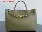 Bottega Veneta Medium Andiamo Top Handle Bag in Olive Oil Silky Calf Leather Replica