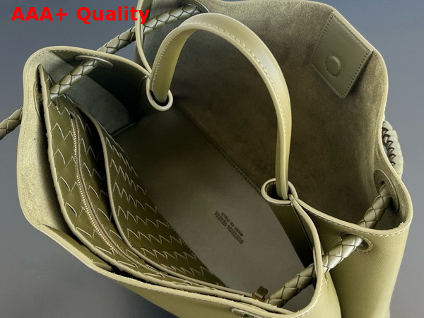 Bottega Veneta Medium Andiamo Top Handle Bag in Olive Oil Silky Calf Leather Replica