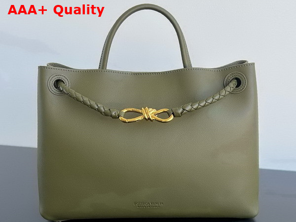 Bottega Veneta Medium Andiamo Top Handle Bag in Olive Oil Silky Calf Leather Replica