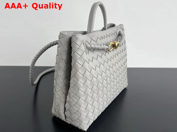 Bottega Veneta Medium Andiamo Top Handle Bag in Sterling Intrecciato Leather Replica