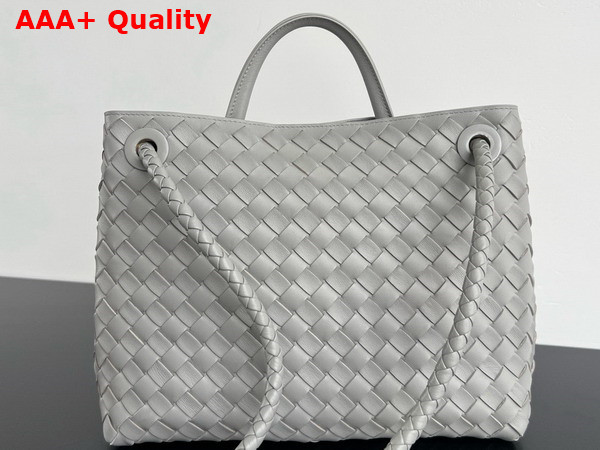 Bottega Veneta Medium Andiamo Top Handle Bag in Sterling Intrecciato Leather Replica