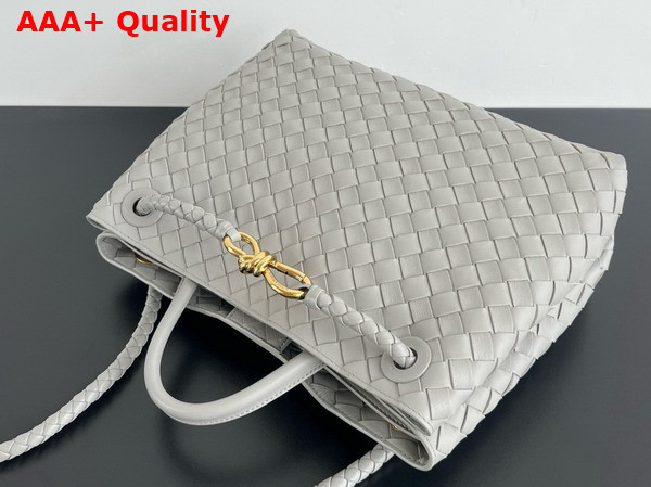 Bottega Veneta Medium Andiamo Top Handle Bag in Sterling Intrecciato Leather Replica