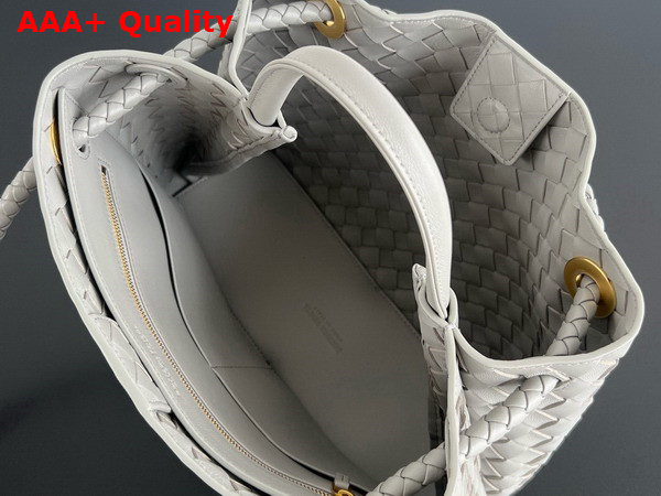 Bottega Veneta Medium Andiamo Top Handle Bag in Sterling Intrecciato Leather Replica