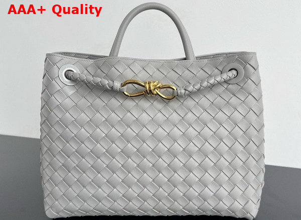 Bottega Veneta Medium Andiamo Top Handle Bag in Sterling Intrecciato Leather Replica