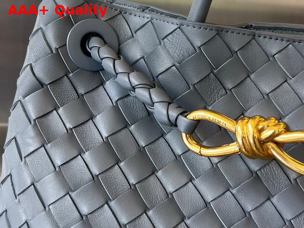 Bottega Veneta Medium Andiamo Top Handle Bag in Thunder Intrecciato Leather Replica