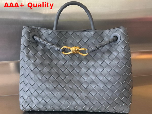 Bottega Veneta Medium Andiamo Top Handle Bag in Thunder Intrecciato Leather Replica