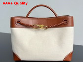 Bottega Veneta Medium Andiamo Top Handle Bag in Weathered Leather and Canvas Natural Light Wood Replica