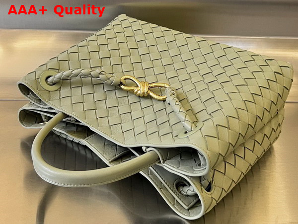 Bottega Veneta Medium Andiamo Travertine Intrecciato Leather Replica