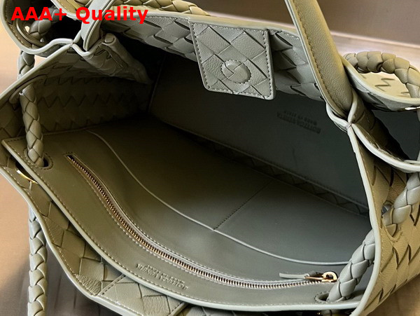 Bottega Veneta Medium Andiamo Travertine Intrecciato Leather Replica