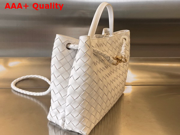 Bottega Veneta Medium Andiamo White Intrecciato Leather Replica