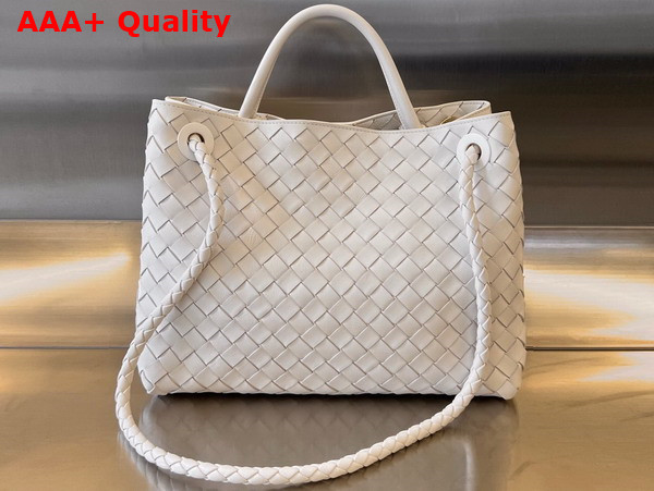 Bottega Veneta Medium Andiamo White Intrecciato Leather Replica