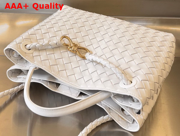 Bottega Veneta Medium Andiamo White Intrecciato Leather Replica