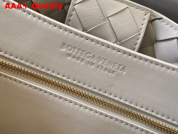 Bottega Veneta Medium Andiamo White Intrecciato Leather Replica