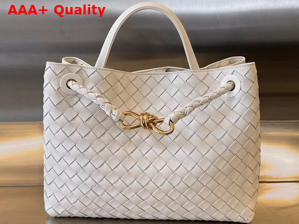 Bottega Veneta Medium Andiamo White Intrecciato Leather Replica