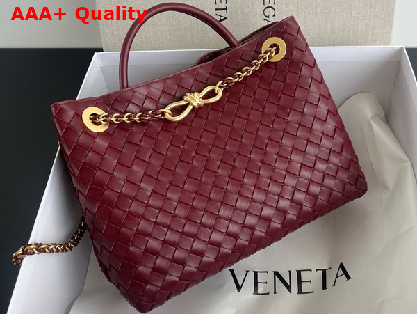 Bottega Veneta Medium Andiamo with Chain in Barolo Intrecciato Leather Replica