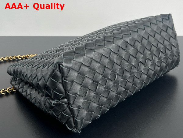 Bottega Veneta Medium Andiamo with Chain in Black Intrecciato Leather Replica