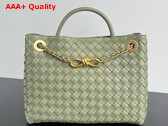 Bottega Veneta Medium Andiamo with Chain in Travertine Intrecciato Leather Replica