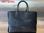 Bottega Veneta Medium Arco Tote Bag Black Intrecciato Leather Replica