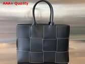 Bottega Veneta Medium Arco Tote Bag in Black Intrecciato Leather with Edge Stitching Replica