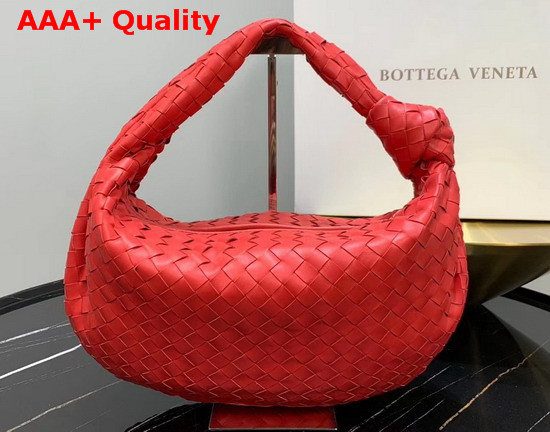 Bottega Veneta Medium BV Jodie Hobo Bag in Bright Red Woven Leather Replica