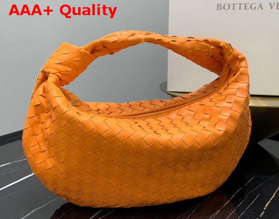 Bottega Veneta Medium BV Jodie Hobo Bag in Light Orange Woven Leather Replica