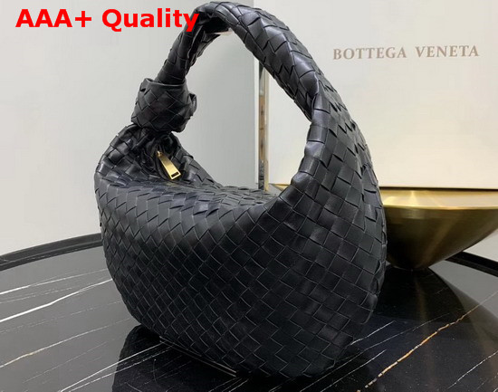 Bottega Veneta Medium BV Jodie Hobo Bag in Nero Woven Leather Replica