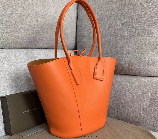 Bottega Veneta Medium Basket Tote in Burned Orange French Calfskin