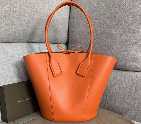 Bottega Veneta Medium Basket Tote in Burned Orange French Calfskin