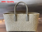 Bottega Veneta Medium Cabat Padded Intreccio Bicolor Leather Tourterelle and Beige Replica