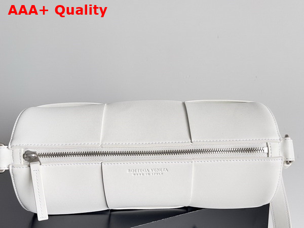 Bottega Veneta Medium Canette White Intreccio Leather Cross Body Bag Replica