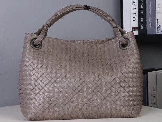 Bottega Veneta Medium Carda Bag in Light Grey Nappa Leather