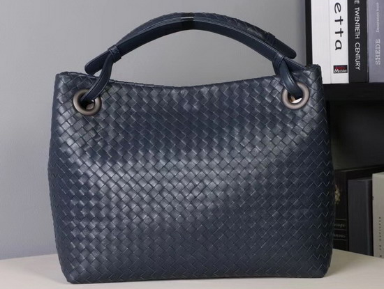 Bottega Veneta Medium Carda Bag in Navy Blue Nappa Leather