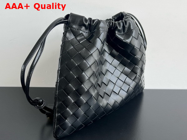 Bottega Veneta Medium Dustbag Black Intrecciato Calfskin Leather Replica