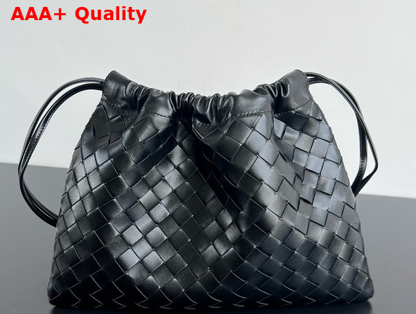 Bottega Veneta Medium Dustbag Black Intrecciato Calfskin Leather Replica