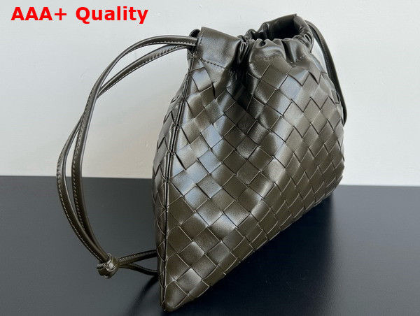 Bottega Veneta Medium Dustbag Kaki New Sauge Intrecciato Calfskin Leather Replica